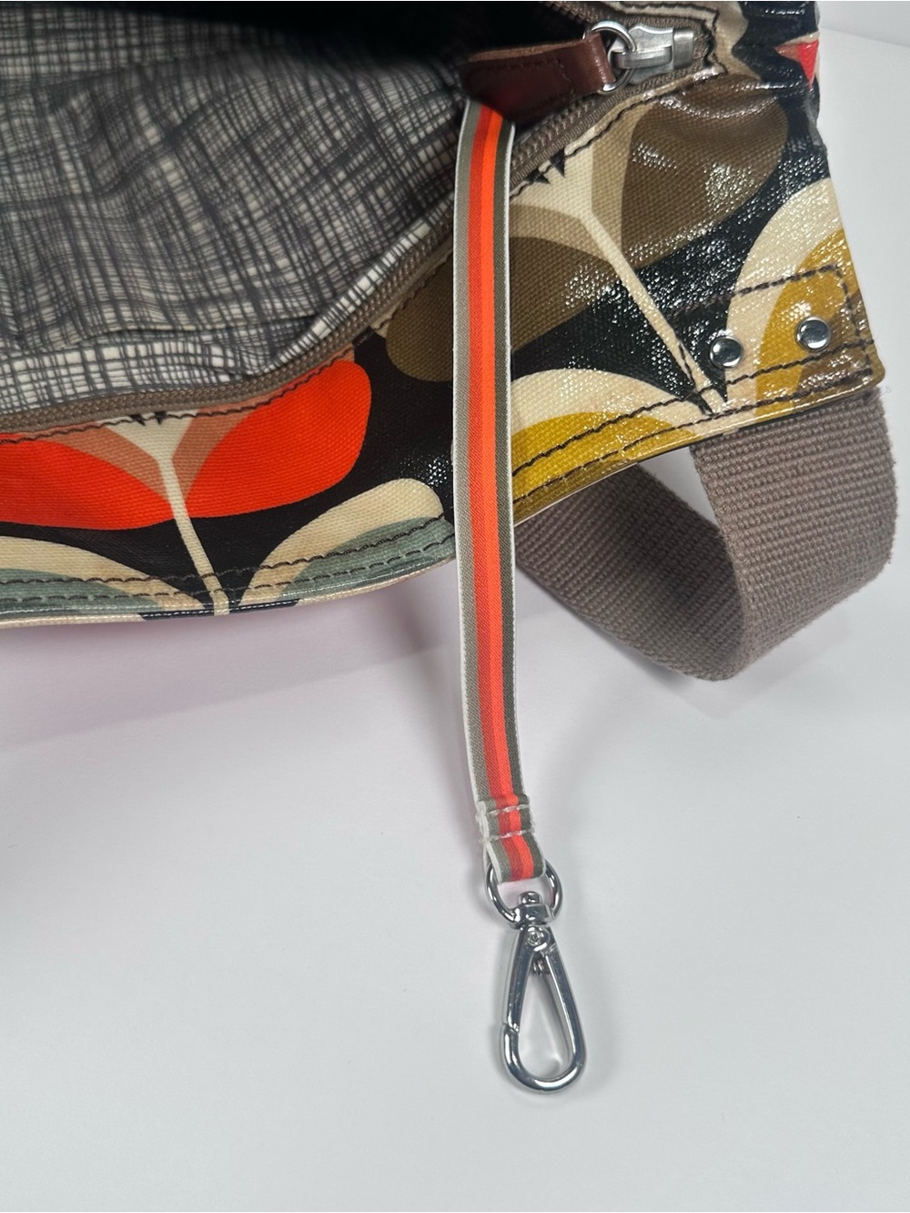 Orla Kiely Stem Print Coated Canvas Purse Retro Mod Floral Shoulder Tote Bag - Picture 10 of 16
